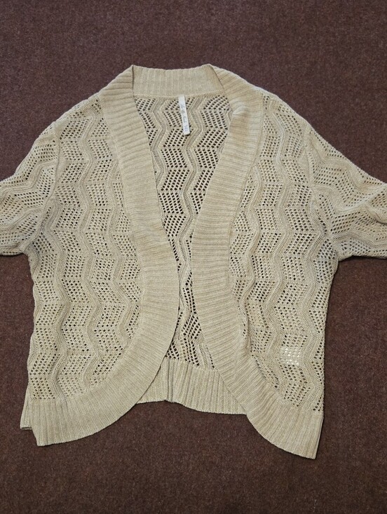 Leo & Nicole Sweaters - Leo & Nicole Open Front Knit Shawl Cardigan Tan XL Armpit Discoloration